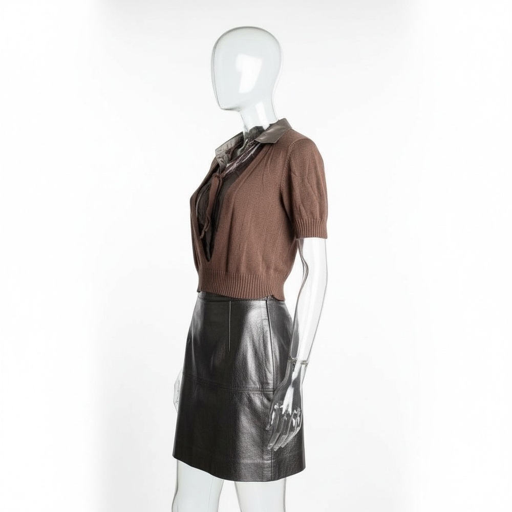 Marni Brown Cashmere Cardigan with metallic frontal insert IT Sz.40 US Small - Picture 7 of 14